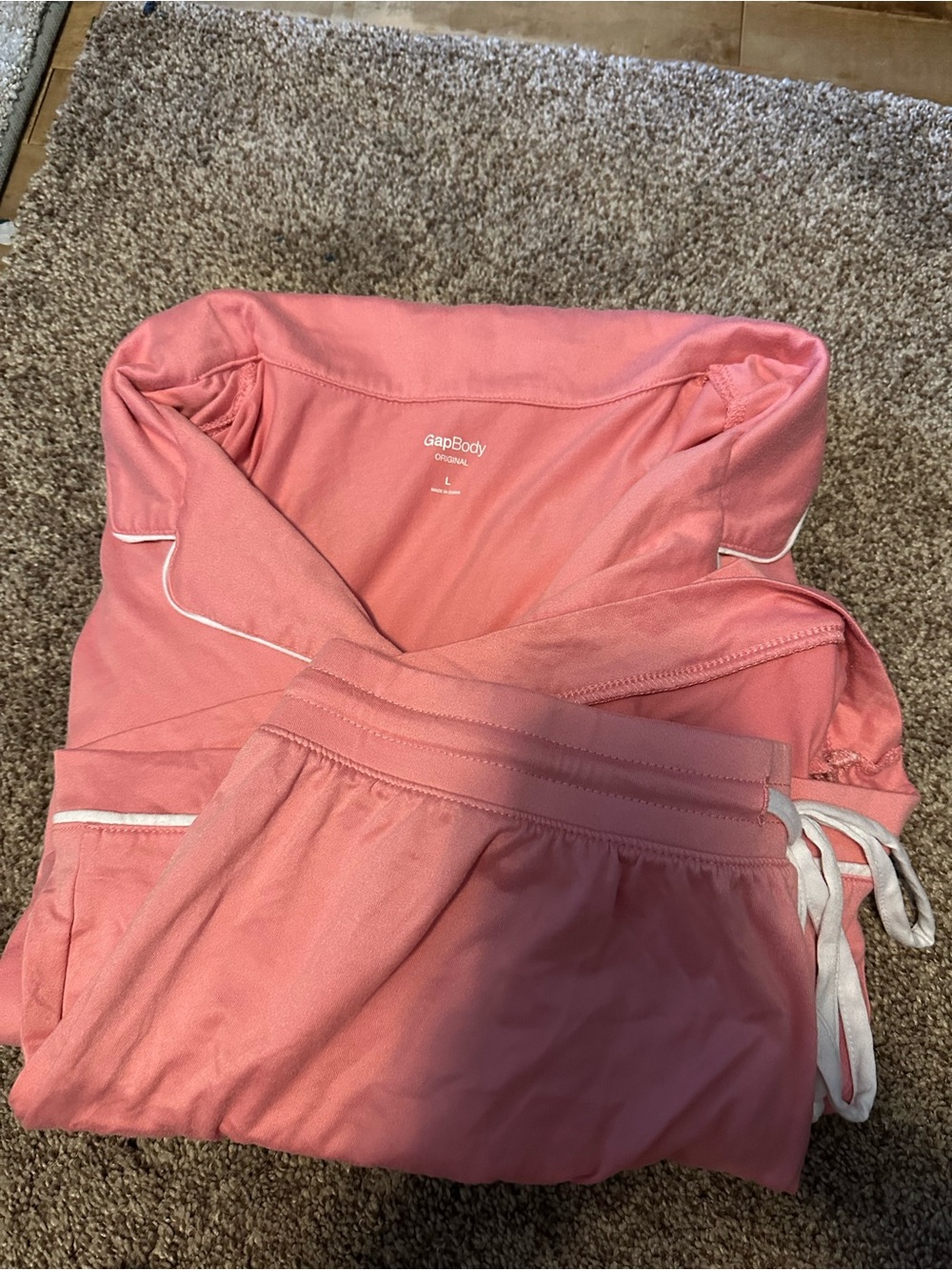 GapBody Pink Pajama Set with White Piping